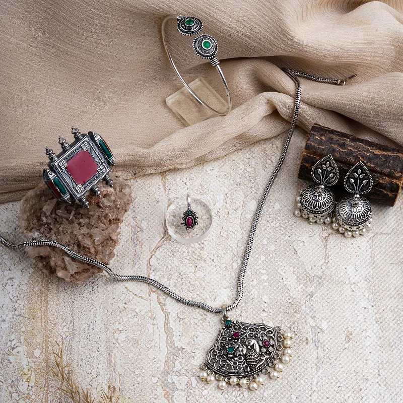 Limited-Time Jewelry Sale – Elegant Styles At Less Teejh Masakali Multi Coloured Silver Oxidised Jewelry Gift Set Limited-Time Jewelry Sale – Elegant Styles At Less Teejh Masakali Multi Coloured Silver Oxidised Jewelry Gift Set