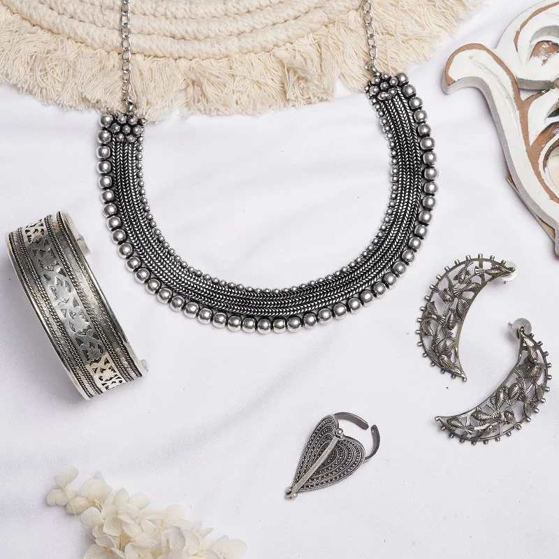 Flash Sale On Stunning Jewelry – Don't Miss Out Teejh Nazeena Silver Oxidised Jewelry Gift Set Flash Sale On Stunning Jewelry – Don't Miss Out Teejh Nazeena Silver Oxidised Jewelry Gift Set