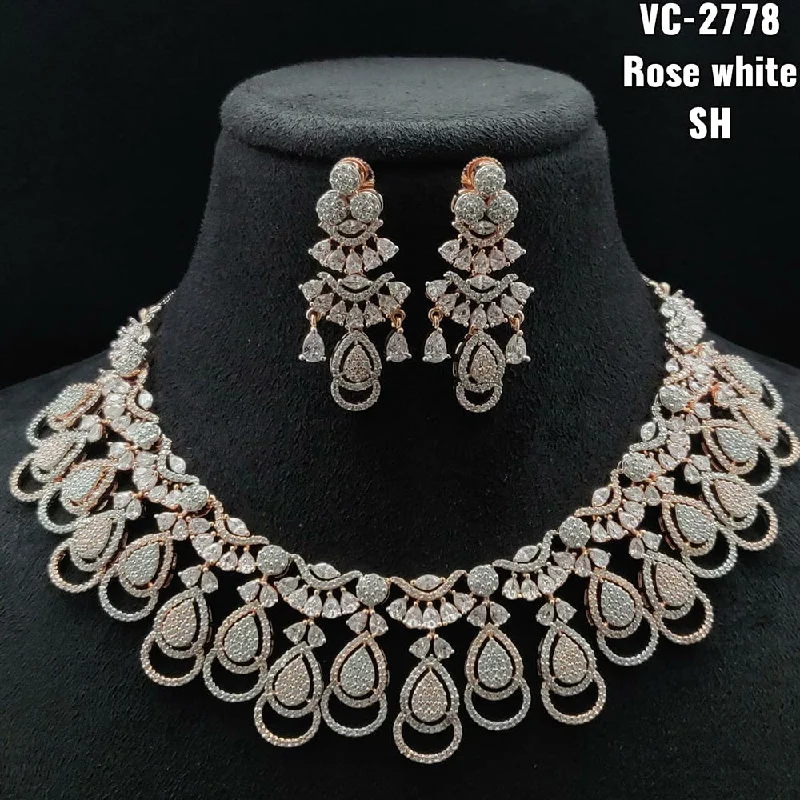 Jewelry Sale – Exclusive Styles At Lower Prices Vivah Creations Rose Gold Plated AD Stone Necklace Set Jewelry Sale – Exclusive Styles At Lower Prices Vivah Creations Rose Gold Plated AD Stone Necklace Set
