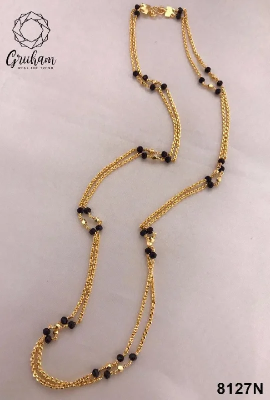 High-Quality Gemstone Jewelry For Special Occasions 23.5 kt Microgold plating Black bead Mangalya chain 30 inches 8127N
