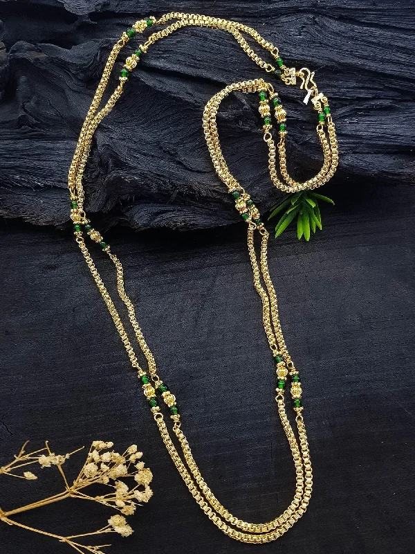 Premium Diamond Jewelry At Once-In-A-Lifetime Discounts 1 gm Microgold plating green bead Mangalya chain 30 inches Premium Diamond Jewelry At Once-In-A-Lifetime Discounts 1 gm Microgold plating green bead Mangalya chain 30 inches