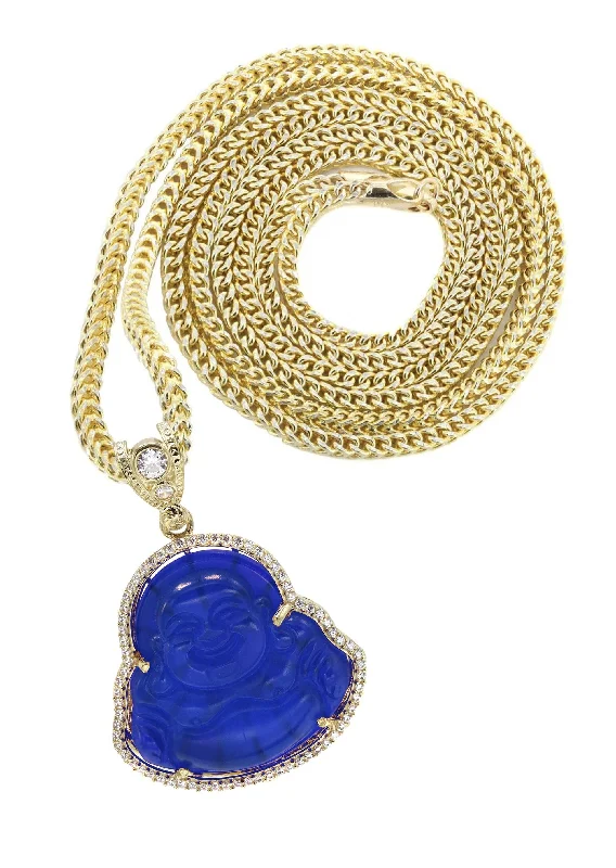 Luxury Jewelry Sale – Elegant Styles At Unbeatable Prices 10K Yellow Gold Blue Buddha Necklace | Appx. 21.6 Grams Luxury Jewelry Sale – Elegant Styles At Unbeatable Prices 10K Yellow Gold Blue Buddha Necklace | Appx. 21.6 Grams