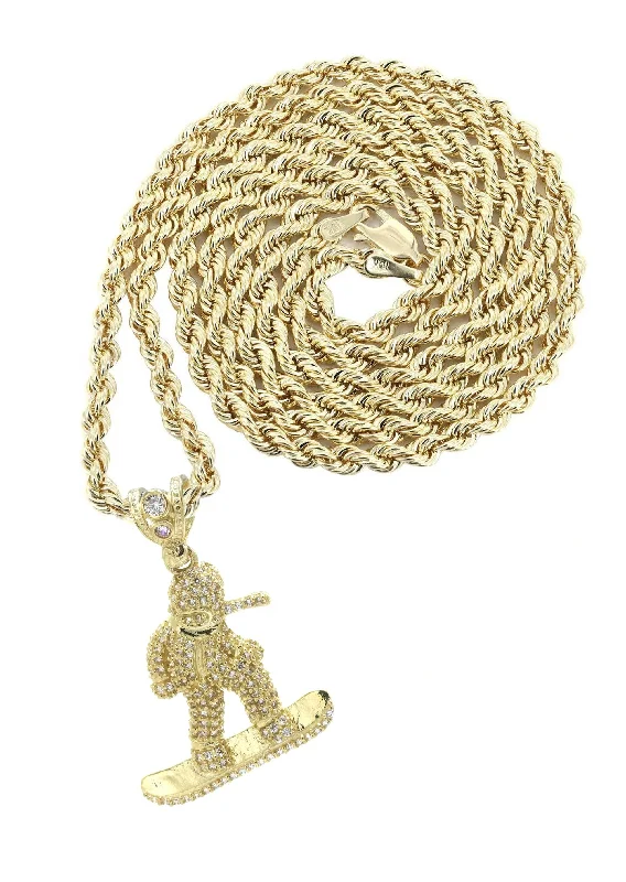 Shine Without Limits – Jewelry Sale Happening Now 10K Yellow Gold Snowboarder Necklace | Appx. 15.9 Grams Shine Without Limits – Jewelry Sale Happening Now 10K Yellow Gold Snowboarder Necklace | Appx. 15.9 Grams