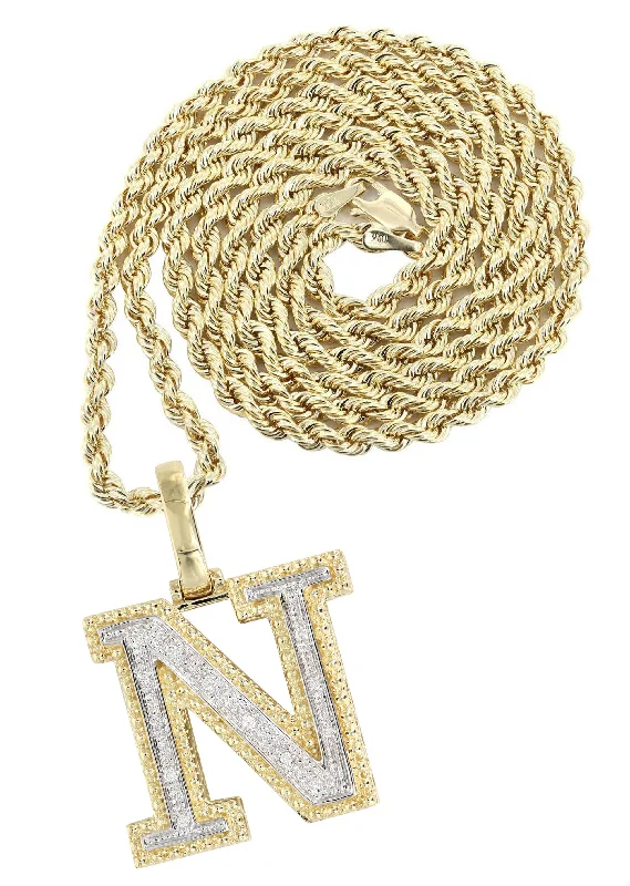 Grab Your Favorite Jewelry At The Lowest Prices Diamond 10K Yellow Gold Letter "N" Necklace | Appx. 15.4 Grams Grab Your Favorite Jewelry At The Lowest Prices Diamond 10K Yellow Gold Letter "N" Necklace | Appx. 15.4 Grams