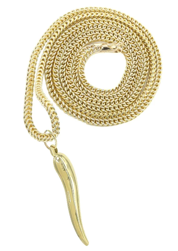 Unmissable Deals On Handmade Jewelry Collections 10K Yellow Gold Italian Horn Necklace | Appx. 11.6 Grams Unmissable Deals On Handmade Jewelry Collections 10K Yellow Gold Italian Horn Necklace | Appx. 11.6 Grams