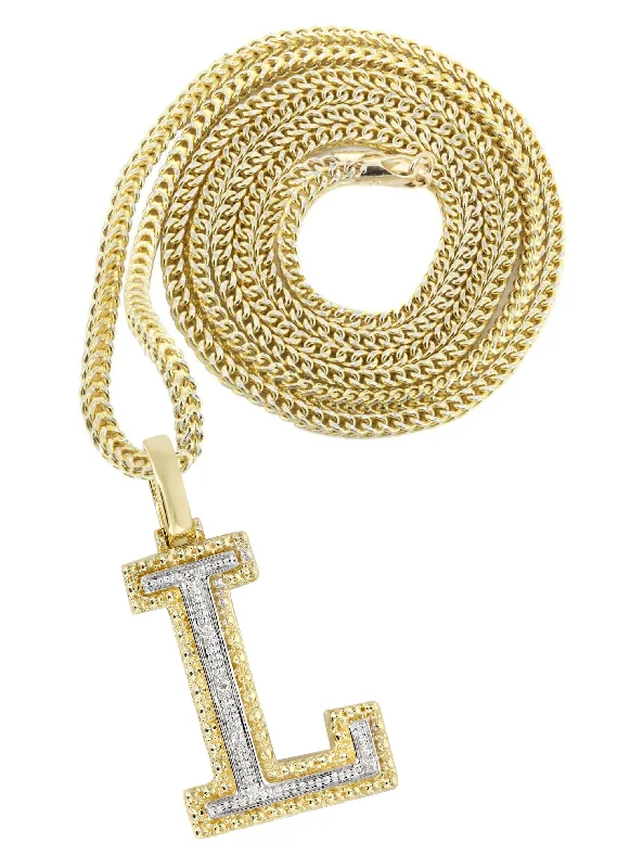 Luxury Jewelry At Unbeatable Discounts Diamond 10K Yellow Gold Letter "L" Necklace | Appx. 13 Grams Luxury Jewelry At Unbeatable Discounts Diamond 10K Yellow Gold Letter "L" Necklace | Appx. 13 Grams
