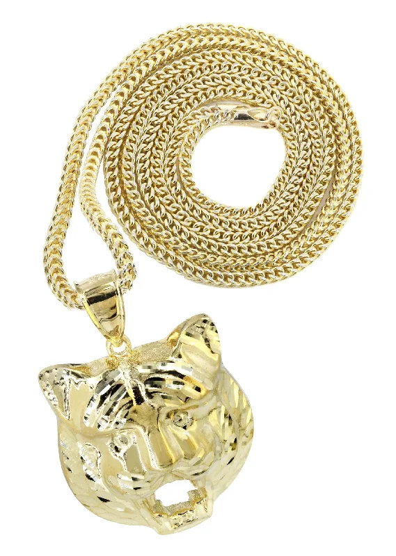Grab Exquisite Jewelry At The Lowest Prices 10K Yellow Gold Tiger Head Necklace | Appx. 16.9 Grams Grab Exquisite Jewelry At The Lowest Prices 10K Yellow Gold Tiger Head Necklace | Appx. 16.9 Grams