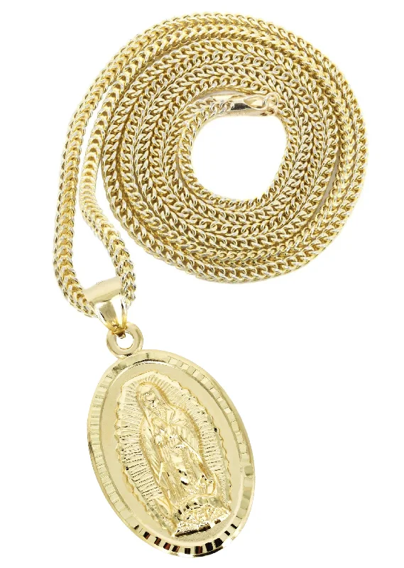 Shop Fine Jewelry With Amazing Deals 10K Yellow Gold Virgin Mary Necklace | Appx. 15 Grams Shop Fine Jewelry With Amazing Deals 10K Yellow Gold Virgin Mary Necklace | Appx. 15 Grams