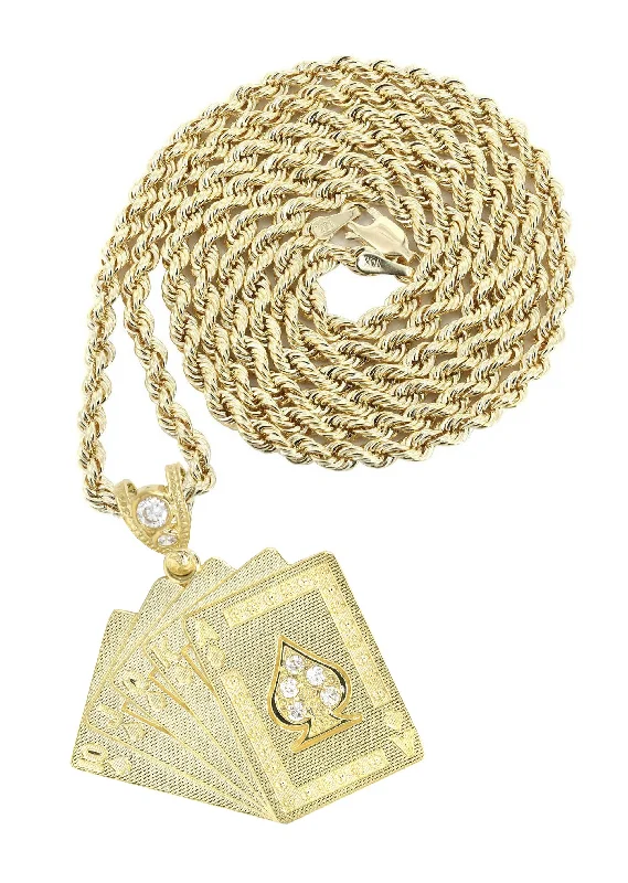 Affordable Elegance – Special Jewelry Sale Now Live 10K Yellow Gold Playing Cards Necklace | Appx. 17.3 Grams Affordable Elegance – Special Jewelry Sale Now Live 10K Yellow Gold Playing Cards Necklace | Appx. 17.3 Grams