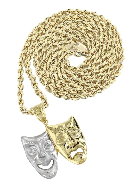 Final Call For Exquisite Jewelry At Reduced Rates 10K Yellow Gold Comedy & tragedy Masks Necklace | Appx. 15.1 Grams Final Call For Exquisite Jewelry At Reduced Rates 10K Yellow Gold Comedy & tragedy Masks Necklace | Appx. 15.1 Grams