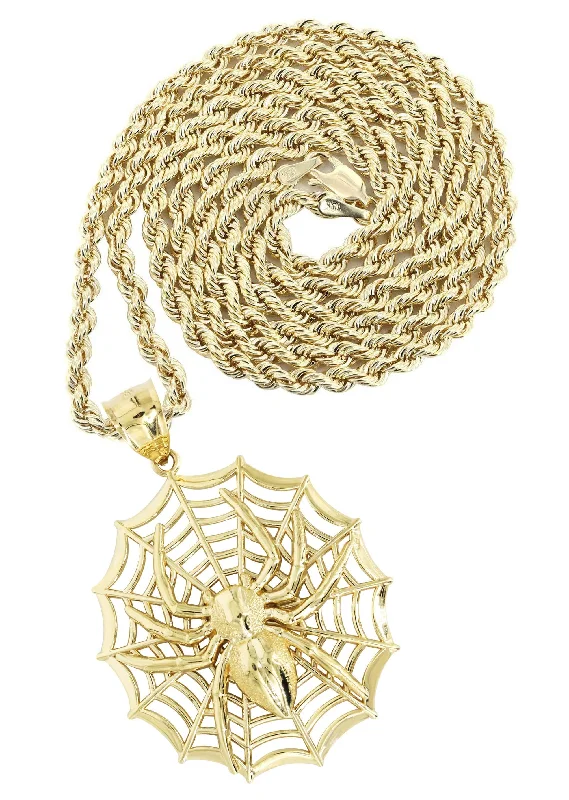 Delicate Crystal Jewelry For Sophisticated Charm 10K Yellow Gold Spider Necklace | Appx. 22 Grams Delicate Crystal Jewelry For Sophisticated Charm 10K Yellow Gold Spider Necklace | Appx. 22 Grams