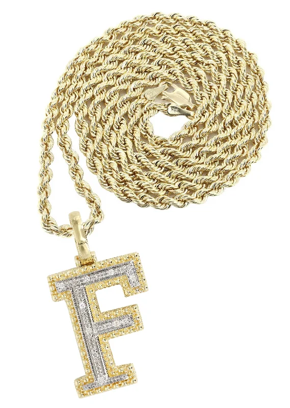 Shop Trending Jewelry With Exclusive Savings Diamond 10K Yellow Gold Letter "F" Necklace | Appx. 13.6 Grams Shop Trending Jewelry With Exclusive Savings Diamond 10K Yellow Gold Letter "F" Necklace | Appx. 13.6 Grams