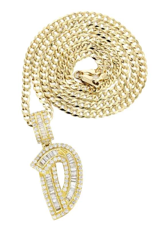Breathtaking Jewelry, Breathtaking Prices 14K Yellow Gold Letter "D" Baguette Diamond Necklace | 2.16 Carats Breathtaking Jewelry, Breathtaking Prices 14K Yellow Gold Letter "D" Baguette Diamond Necklace | 2.16 Carats