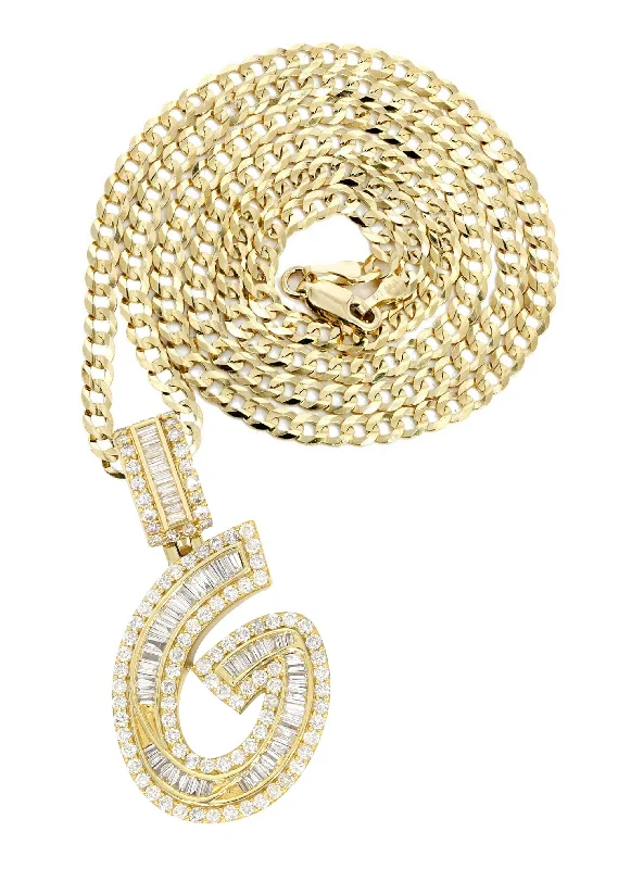 Timeless Beauty, Unbeatable Deals – Jewelry Sale On 14K Yellow Gold Letter "G" Baguette Diamond Necklace | 2.4 Carats Timeless Beauty, Unbeatable Deals – Jewelry Sale On 14K Yellow Gold Letter "G" Baguette Diamond Necklace | 2.4 Carats