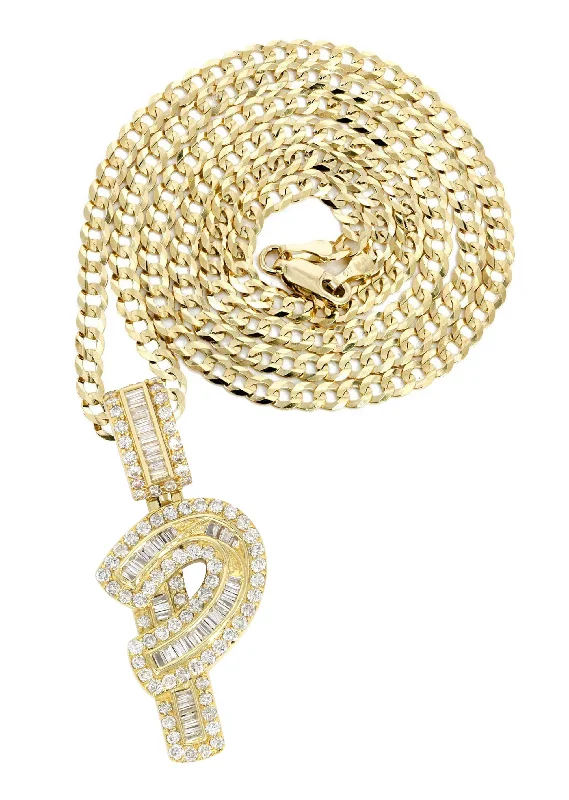 Handcrafted Beauty At Affordable Prices 14K Yellow Gold Letter "P" Baguette Diamond Necklace | 1.72 Carats Handcrafted Beauty At Affordable Prices 14K Yellow Gold Letter "P" Baguette Diamond Necklace | 1.72 Carats