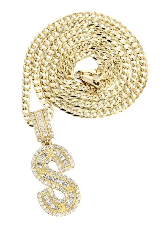 Big Discounts On Elegant Jewelry Collections 14K Yellow Gold Letter "S" Baguette Diamond Necklace | 1.96 Carats Big Discounts On Elegant Jewelry Collections 14K Yellow Gold Letter "S" Baguette Diamond Necklace | 1.96 Carats