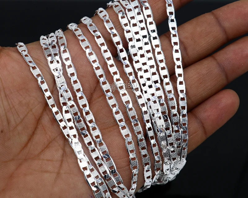 Unique Jewelry For Less – Shop The Sale Now 20" 4MM 925 sterling silver handmade solid fancy stylish silver chain necklace nawabi Luxury chain best gifting jewelry from India ch236 Unique Jewelry For Less – Shop The Sale Now 20" 4MM 925 sterling silver handmade solid fancy stylish silver chain necklace nawabi Luxury chain best gifting jewelry from India ch236