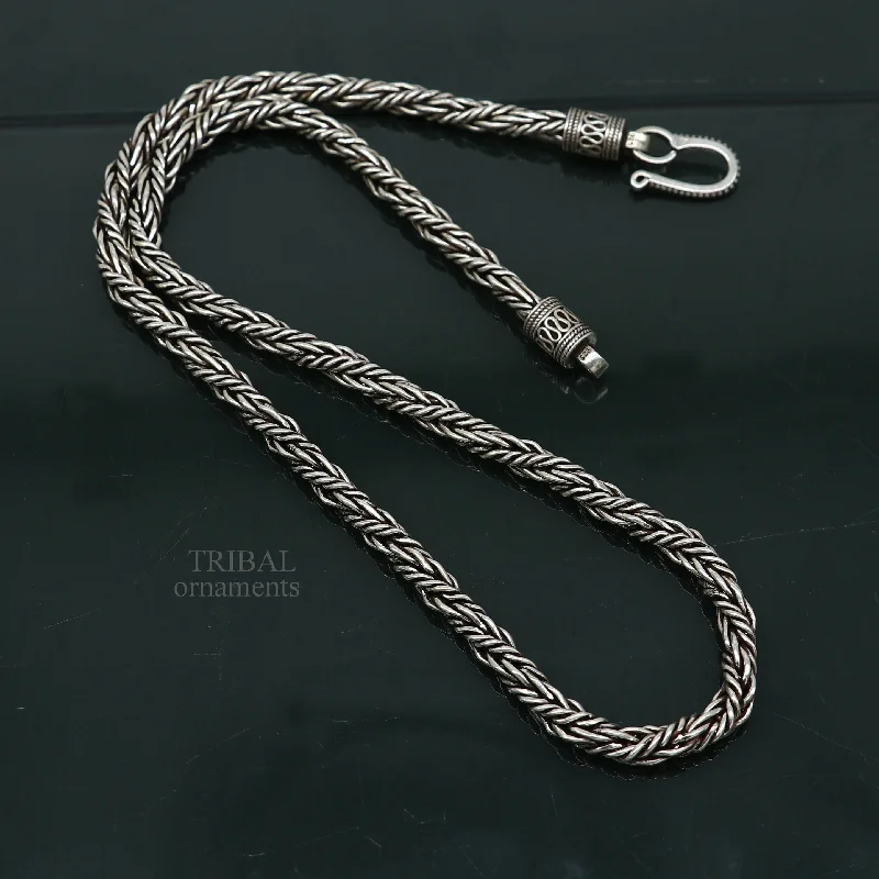 High-Quality Gemstone Jewelry For Special Occasions 22 inches solid 925 sterling silver handmade rope chain, necklace chain, customized silver chain trendy gift ethnic jewelry ch146 High-Quality Gemstone Jewelry For Special Occasions 22 inches solid 925 sterling silver handmade rope chain, necklace chain, customized silver chain trendy gift ethnic jewelry ch146