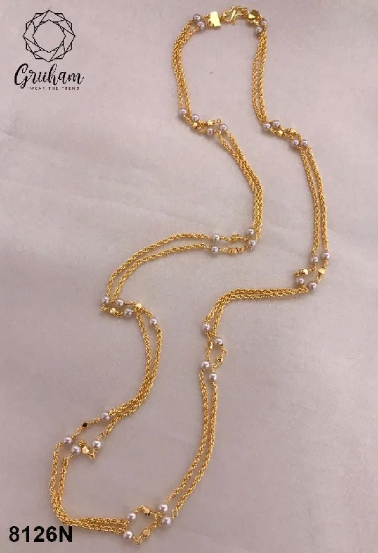 Dainty Floral Jewelry For Feminine Elegance 23.5 kt Microgold plating pearl chain 30 inches 8126N Dainty Floral Jewelry For Feminine Elegance 23.5 kt Microgold plating pearl chain 30 inches 8126N