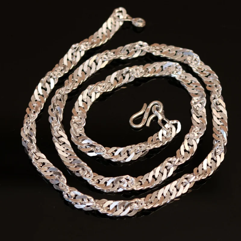 Glamorous Jewelry, Glamorous Deals – Shop Now 24 inches long handmade solid sterling silver gorgeous cuban link chain necklace, excellent gifting daily use jewelry from india ch74