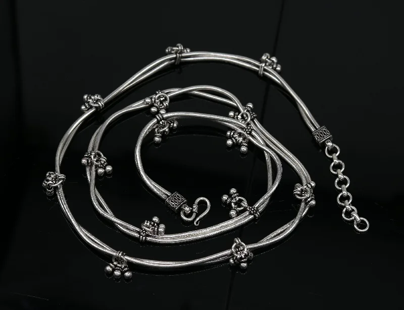 Limited Stock On Premium Jewelry At Low Prices 34" to 36.5" handmade adjustable 925 sterling silver double line snake chain waist belt, belly chain waist chain with hanging drops nwch21 Limited Stock On Premium Jewelry At Low Prices 34" to 36.5" handmade adjustable 925 sterling silver double line snake chain waist belt, belly chain waist chain with hanging drops nwch21