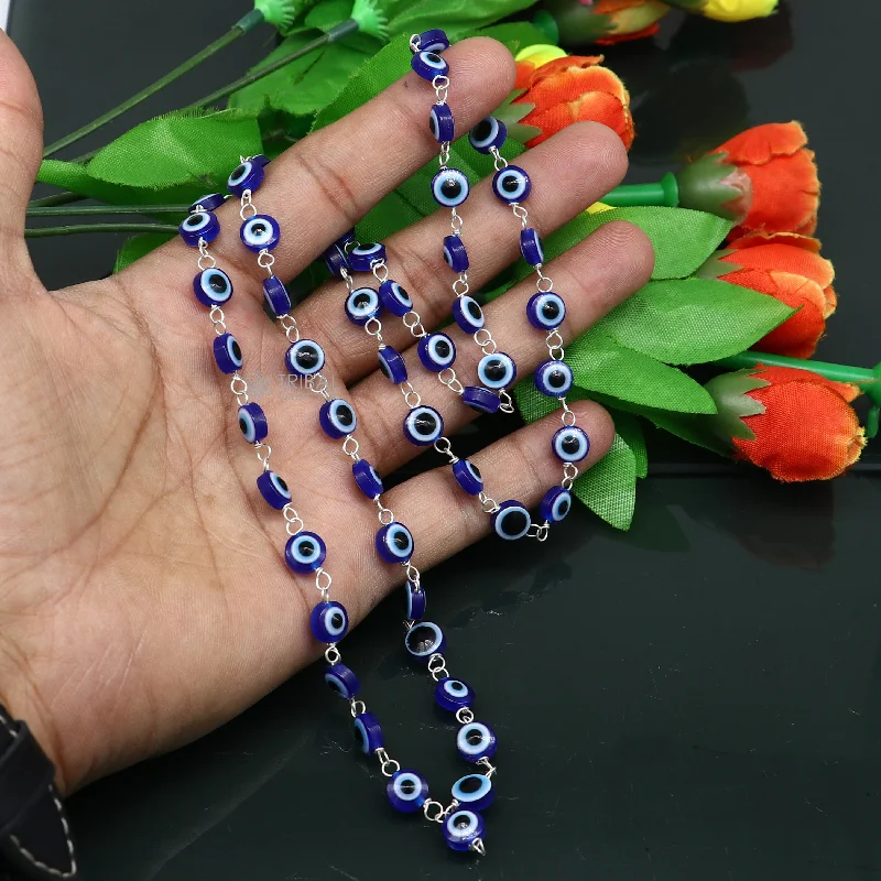 Shop Fine Jewelry With Exclusive Savings 54 beads Jaap/ japa mala evil eyes beads handmade necklace chain 925 silver chain necklace meditation necklace ch561 Shop Fine Jewelry With Exclusive Savings 54 beads Jaap/ japa mala evil eyes beads handmade necklace chain 925 silver chain necklace meditation necklace ch561