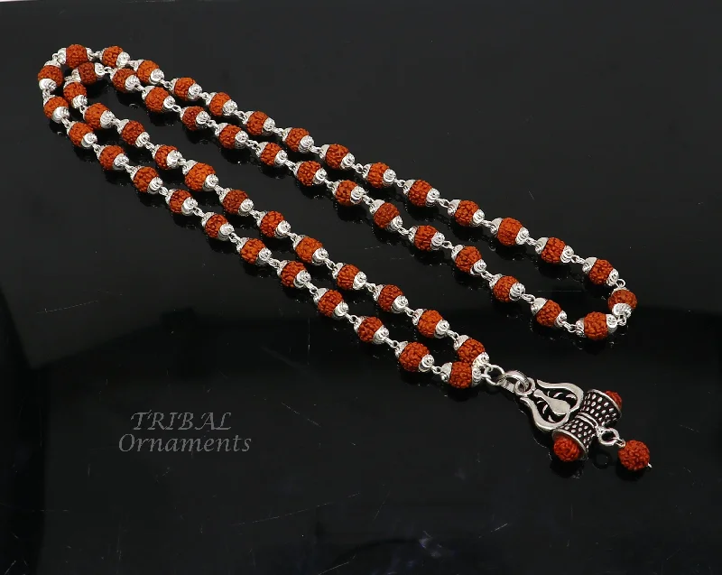 Luxury Meets Affordability – Jewelry Sale Live Now 925 sterling silver natural rudraksha beads chain with pendant amazing trident pendant necklace unisex silver jewelry set496 Luxury Meets Affordability – Jewelry Sale Live Now 925 sterling silver natural rudraksha beads chain with pendant amazing trident pendant necklace unisex silver jewelry set496