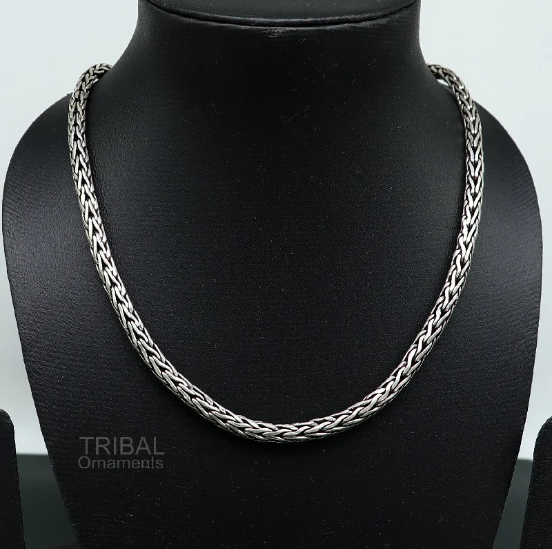 Waterproof Stainless Steel Jewelry For Lasting Beauty 925 sterling silver solid half round D shape wheat chain 19 inches long necklace, excellent oxidized gifting heavy ethnic jewelry ch120 Waterproof Stainless Steel Jewelry For Lasting Beauty 925 sterling silver solid half round D shape wheat chain 19 inches long necklace, excellent oxidized gifting heavy ethnic jewelry ch120