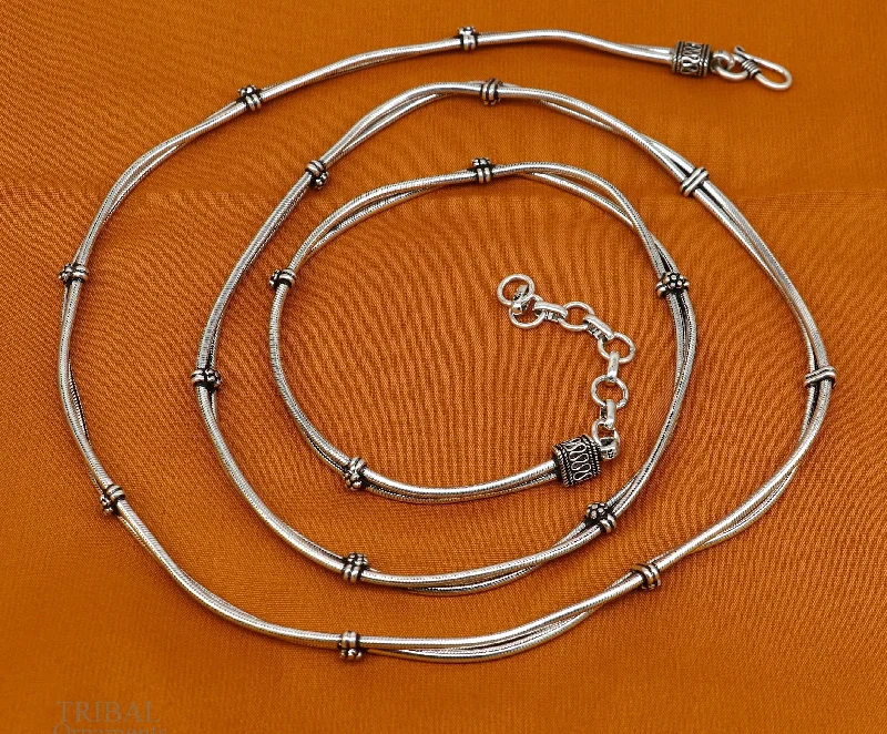 Premium Jewelry Now Available At Special Discounts All size 925 Sterling silver adjustable handmade double line snake chain vintage design belly chain, waist chain ,Sari chain belly wch21 Premium Jewelry Now Available At Special Discounts All size 925 Sterling silver adjustable handmade double line snake chain vintage design belly chain, waist chain ,Sari chain belly wch21