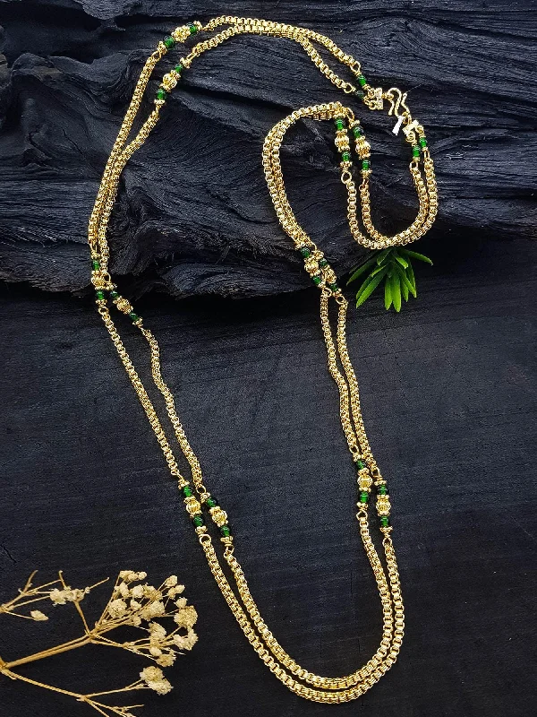Exclusive Online Jewelry Sale – Don't Wait 1 gm Microgold plating green bead Mangalya chain 30 inches 8086N Exclusive Online Jewelry Sale – Don't Wait 1 gm Microgold plating green bead Mangalya chain 30 inches 8086N
