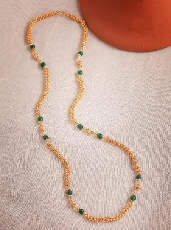 Personalized Engraved Jewelry For Meaningful Gifts Microgold plating Green bead/Jade Mangalya chain 30 inches Personalized Engraved Jewelry For Meaningful Gifts Microgold plating Green bead/Jade Mangalya chain 30 inches