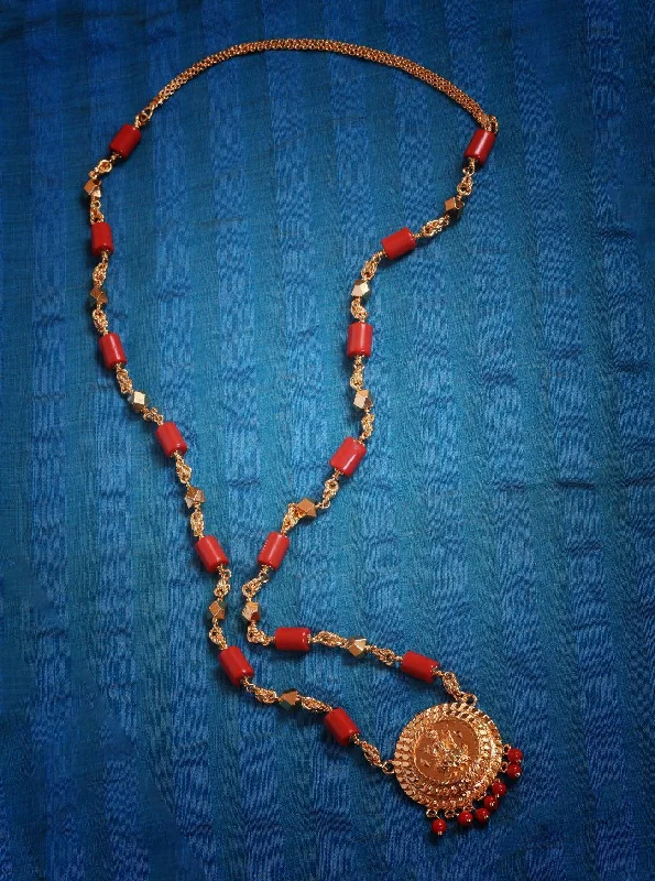 Premium Jewelry At Special Low Prices For A Limited Time 1 gm Microgold plating Coral bead Mangalya chain with Laxmi 30 inches 9123n Premium Jewelry At Special Low Prices For A Limited Time 1 gm Microgold plating Coral bead Mangalya chain with Laxmi 30 inches 9123n