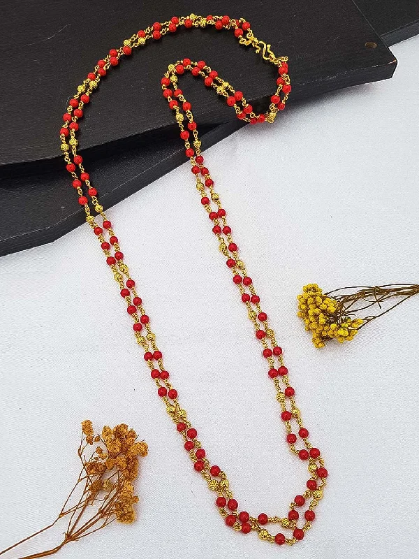 Chic And Stylish Jewelry At Exclusive Prices 1 gm Microgold plating Coral Mangalya chain 30 inches 17360N Chic And Stylish Jewelry At Exclusive Prices 1 gm Microgold plating Coral Mangalya chain 30 inches 17360N