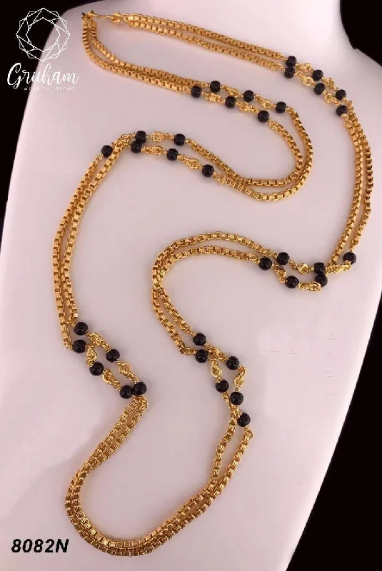 Get The Sparkle You Love At Prices You Adore Microgold plating Black bead Mangalya chain 30 inches 8082N Get The Sparkle You Love At Prices You Adore Microgold plating Black bead Mangalya chain 30 inches 8082N