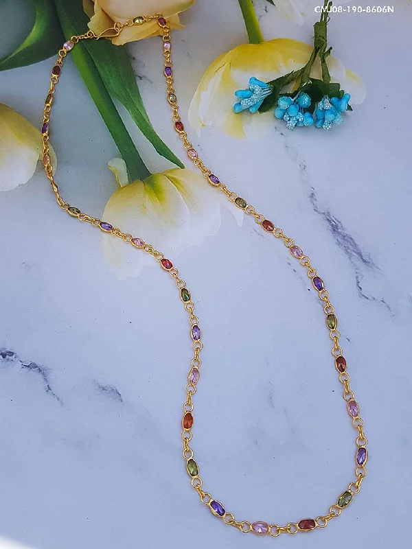Flash Sale On Exquisite Jewelry – Don't Miss Out 1 gm Microgold plating Multicolor stones chain 30 centi meter 8606N