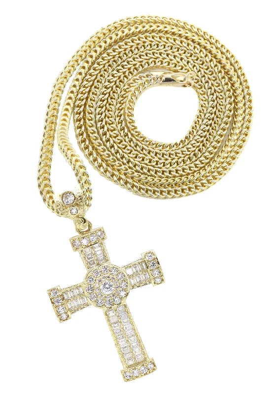 Flash Sale On Elegant Jewelry – Don't Miss Out 10K Yellow Gold Baguette Cross Necklace | Appx. 16.2 Grams Flash Sale On Elegant Jewelry – Don't Miss Out 10K Yellow Gold Baguette Cross Necklace | Appx. 16.2 Grams