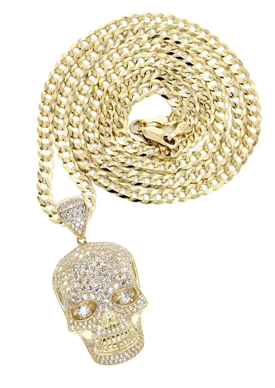 Celebrate Every Occasion With Sparkling Savings 10K Yellow Gold Skull Head Necklace | Appx. 19.4 Grams Celebrate Every Occasion With Sparkling Savings 10K Yellow Gold Skull Head Necklace | Appx. 19.4 Grams