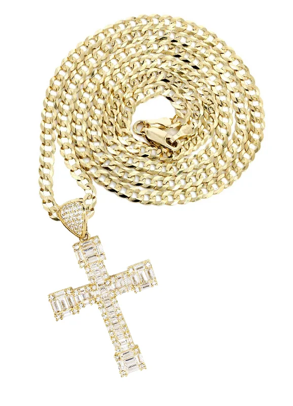 Stunning Jewelry At Even More Stunning Prices 10K Yellow Gold Baguette Cross Necklace | Appx. 14.7 Grams Stunning Jewelry At Even More Stunning Prices 10K Yellow Gold Baguette Cross Necklace | Appx. 14.7 Grams