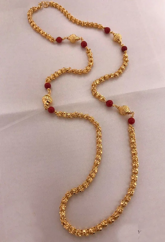 Affordable Gold-Plated Jewelry For Modern Fashion 23.5 kt gold plated Guaranteed black beads chain/ 30 INCHES 9312N