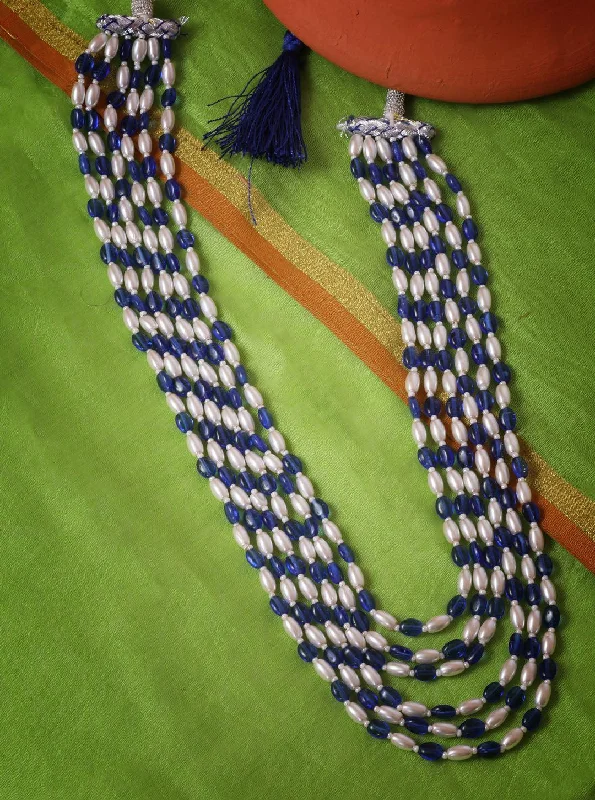 Huge Savings On Timeless Jewelry Collections 6 Layer Hydro Blue and pearl crystal Chain 8892N