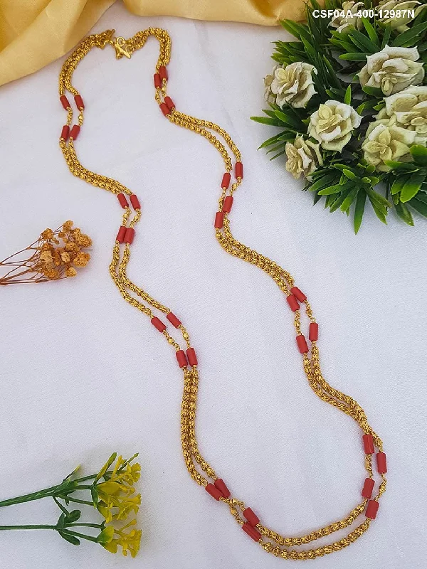 Chic, Trendy, And Affordable Jewelry Sale Micro Gold Plated Double Line Coral Chain 30 inches 12987N Chic, Trendy, And Affordable Jewelry Sale Micro Gold Plated Double Line Coral Chain 30 inches 12987N