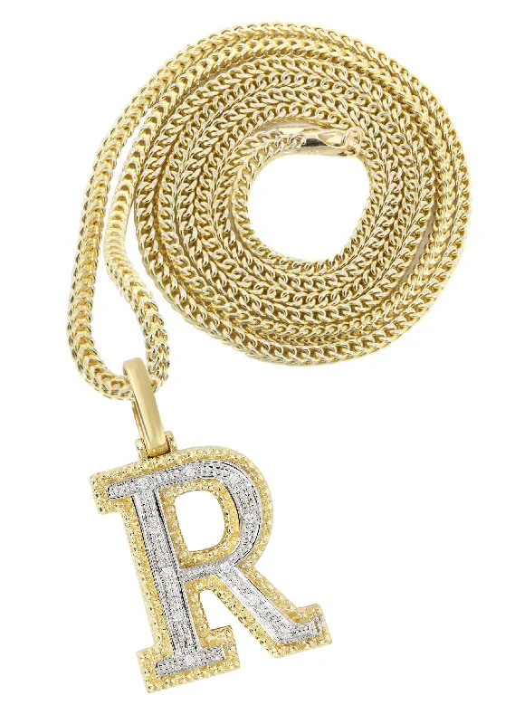 Shop Dazzling Jewelry At The Best Prices Diamond 10K Yellow Gold Letter "R" Necklace | Appx. 14.3 Grams