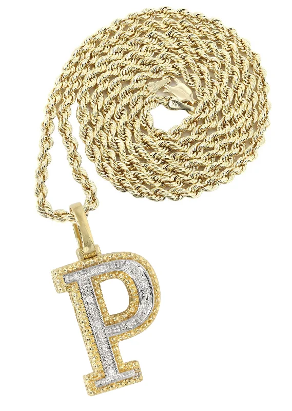 Affordable Luxury Jewelry For Every Occasion Diamond 10K Yellow Gold Letter "P" Necklace | Appx. 13.5 Grams Affordable Luxury Jewelry For Every Occasion Diamond 10K Yellow Gold Letter "P" Necklace | Appx. 13.5 Grams