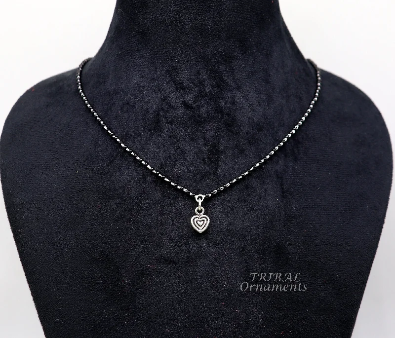 The Biggest Jewelry Sale Of The Year Is Here Pure 925 sterling silver black beads chain necklace, vintage Style pendant, traditional style brides Mangalsutra necklace set502 The Biggest Jewelry Sale Of The Year Is Here Pure 925 sterling silver black beads chain necklace, vintage Style pendant, traditional style brides Mangalsutra necklace set502