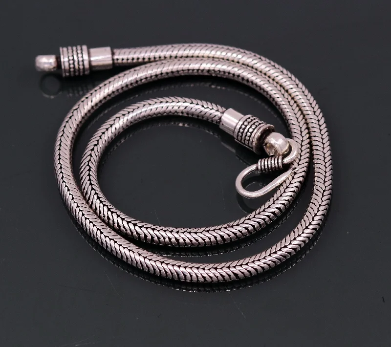 Discounted Luxury Jewelry – Shine Without The Splurge Vintage design 925 sterling silver handmade 18" snake chain pendant chain excellent oxidized silver solid chain necklace tribal jewelry CH60