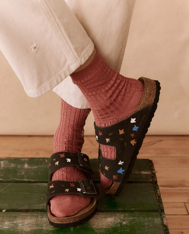 Sophisticated Street Style Offers The BIRKENSTOCK Arizona with Hand Painted Tooled Tulip. -- Velvet Gray with Multi