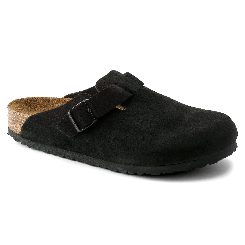 Lightweight Shoes Birkenstock Boston Soft Footbed Suede Leather - Black