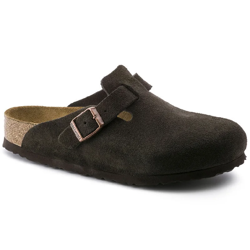 Comfortable Work Shoes Birkenstock Boston Soft Footbed Suede Leather - Mocha