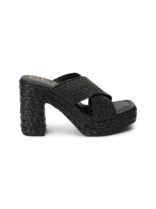 Chic Trend Collection Caravan Raffia Heel in Black