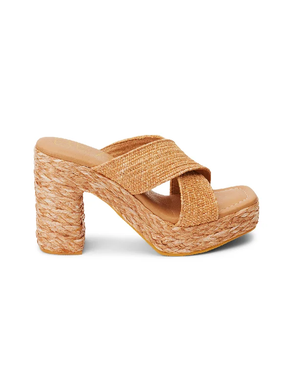 Unleash Your Style Caravan Raffia Heel in Cognac